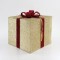 FABRIC GIFT BOX, GOLD WITH RED RIBBON, 50cm 600-40838