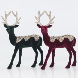 VELVET REINDEER, BURGUNDY AND BLUE, WITH GLITTER AND SEQUINS, 33cm 600-40854
