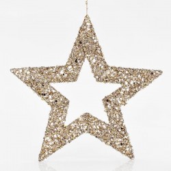 HANGING STAR, GRID, CHAMPAGNE, 45cm 600-40924