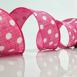 RIBBON PINK POLKA DOTS, 5cm., 10Y 600-41004