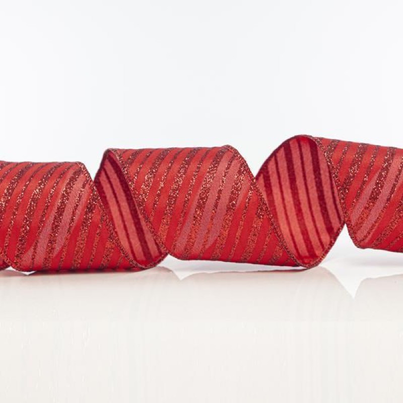 RED RIBBON, WITH RED GLITTER, 6,35cm, 10Y 600-41100
