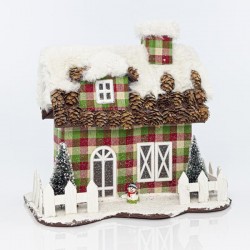 DECORATIVE HOUSE, CHECKED, 25x17,5x24cm 600-41114