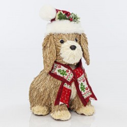 DOG WITH CAP AND SCARF, 16x20x33cm 600-41124