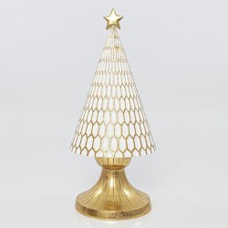 TREE, WHITE WITH GOLD BASE, 13,5x13,5x30,5cm 600-41160