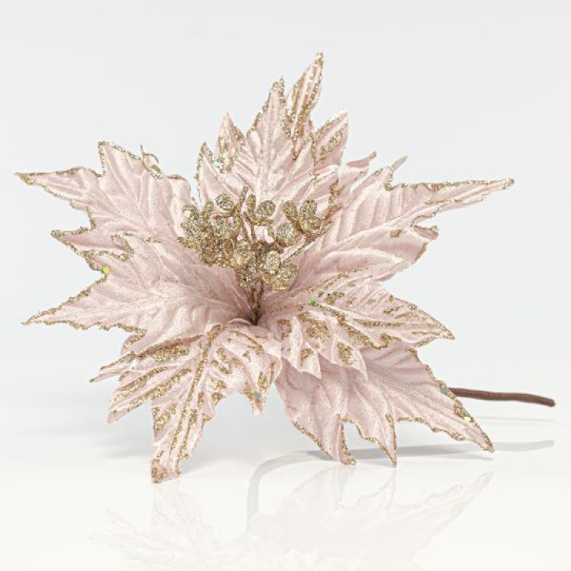 POINSETTIA, LIGHT PINK WITH GOLD DETAILS, 25cm 600-41172