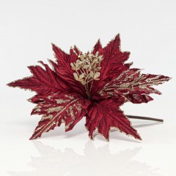 POINSETTIA, RED WITH GOLD DETAILS, 25cm 600-41173