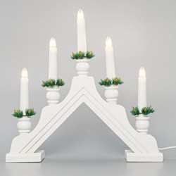 WHITE WOODEN CANDLESTICK, 230V, WITH 5 WHITE CANDLES, WARM WHITE, 32x4,8x32,5cm 600-41602 WHITE WOODEN CANDLESTICK, 230V, WITH 5 WHITE CANDLES, WARM WHITE, 32x4,8x32,5cm 600-41602