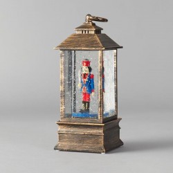 PLASTIC LATERN VINTAGE BLACK, WITH WATER, WITH NUTCRACKER INSIDE, BATTERY OPERATED, 9*9*22cm,IP20 600-41652