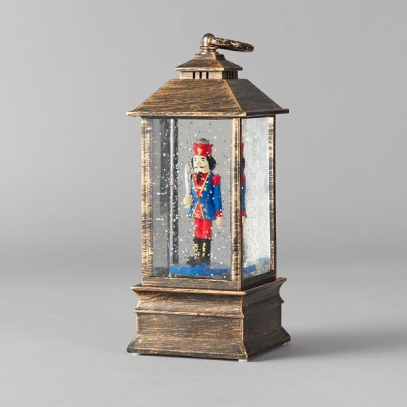 PLASTIC LATERN VINTAGE BLACK, WITH WATER, WITH NUTCRACKER INSIDE, BATTERY OPERATED, 9*9*22cm,IP20 600-41652