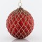 RED GLASS BALL, WITH HONEYCOMB EFFECT, WITH GOLD DETAILS, SET 4PCS, 8cm 600-42286