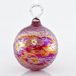 TRANSPARENT GLASS BALL, IRIDESCENTRED, SET 4PCS, 10cm 600-42315