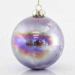 TRANSPARENT GLASS BALL, IRIDESCENT PURPLE, SET 4PCS, 8cm 600-42324