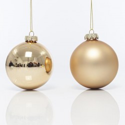 GLASS BALL, CHAMPAGNE, MATTE AND SHINY, SET 4 PCS, 8cm 600-42393