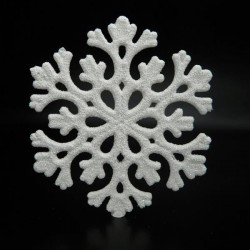 WHITE SNOWFLAKE WITH GLITTER, PLASTIC, SET 5PCS, 11cm 600-42556
