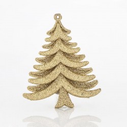 GOLD PLASTIC TREE WITH GLITTER, SET 6pcs, 9,5cm 600-42628