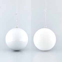 WHITE BALL, PLASTIC, SET 6PCS, (2 PEARL, 4 GLITTER), 10cm 600-42653