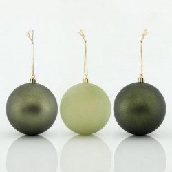 PLASTIC BALL OIL GREEN RETRO, SET 6PCS, 8cm 600-42689