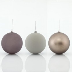 PLASTIC BALL GREY, RETRO, SET 6PCS, 10cm 600-42696