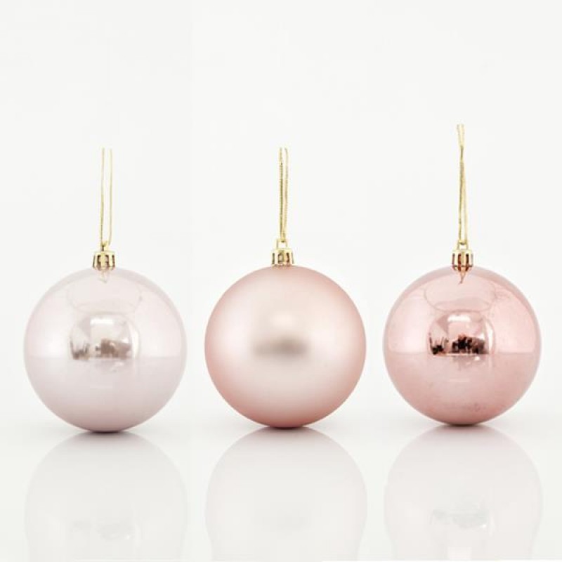 PLASTIC BALL PINK, RETRO, SET 6PCS, 8cm 600-42697
