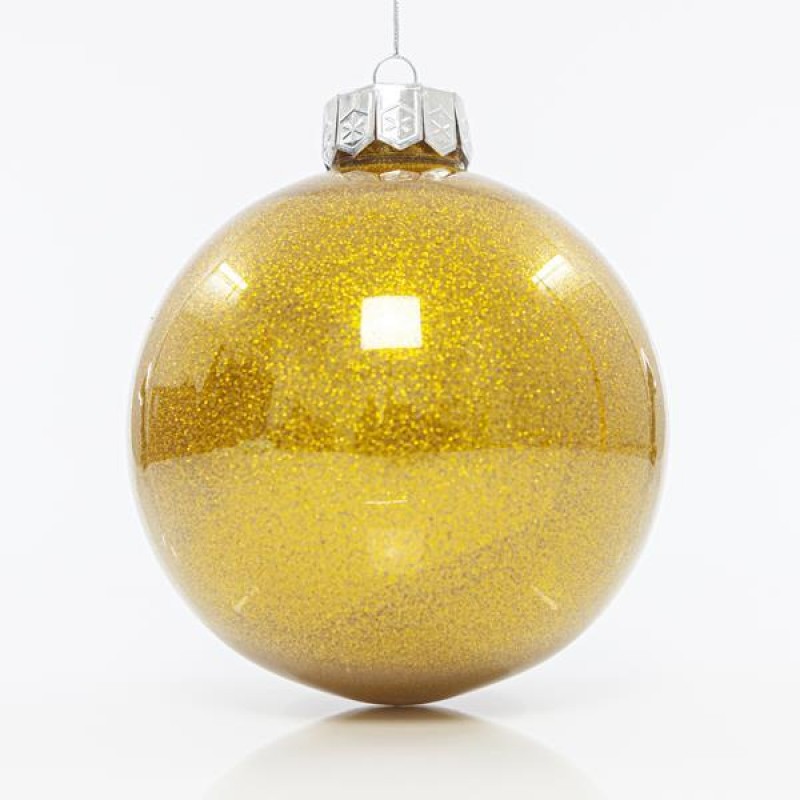 PLASTIC PET BALL, CHAMPAGNE SHINY WITH GLITTER, SET 2PCS, 15cm 600-42719