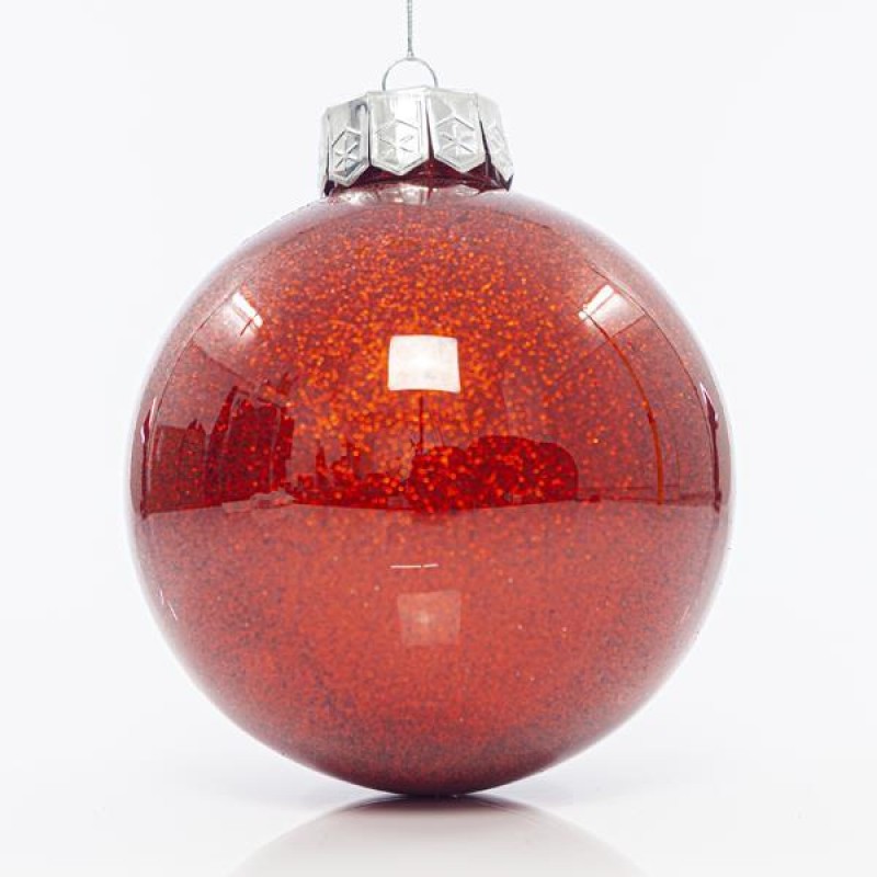 PLASTIC PET BALL, RED SHINY WITH GLITTER, SET 2PCS, 13cm 600-42728