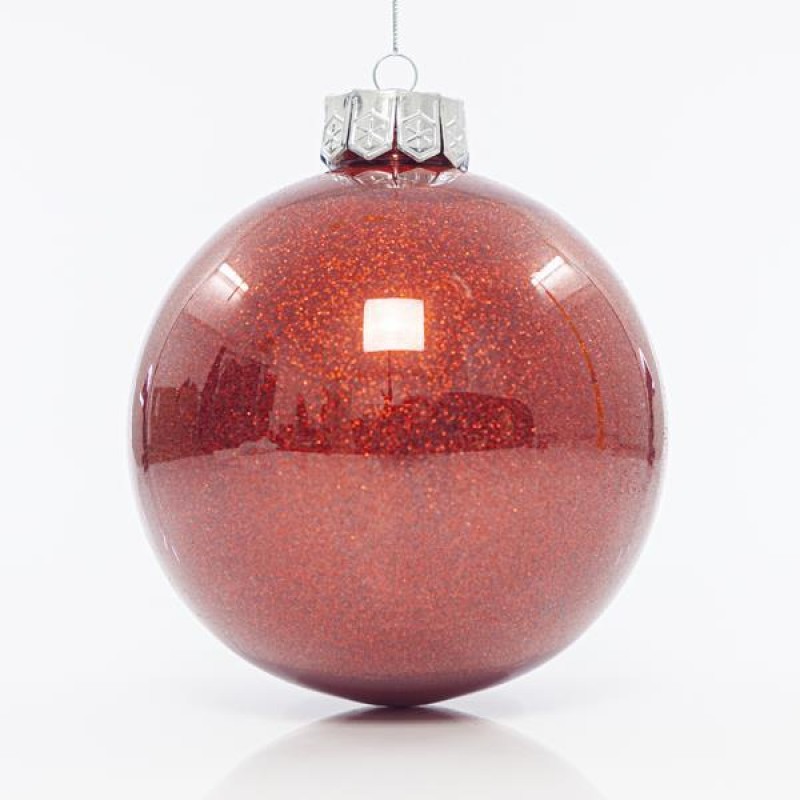 PLASTIC PET BALL, RED SHINY WITH GLITTER, SET 2PCS, 15cm 600-42729