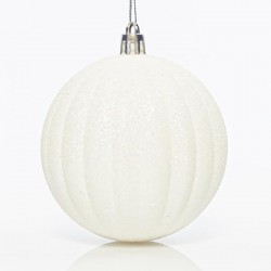 PLASTIC BALL, WHITE EMBOSSED, SET 6PCS, 8cm 600-42732