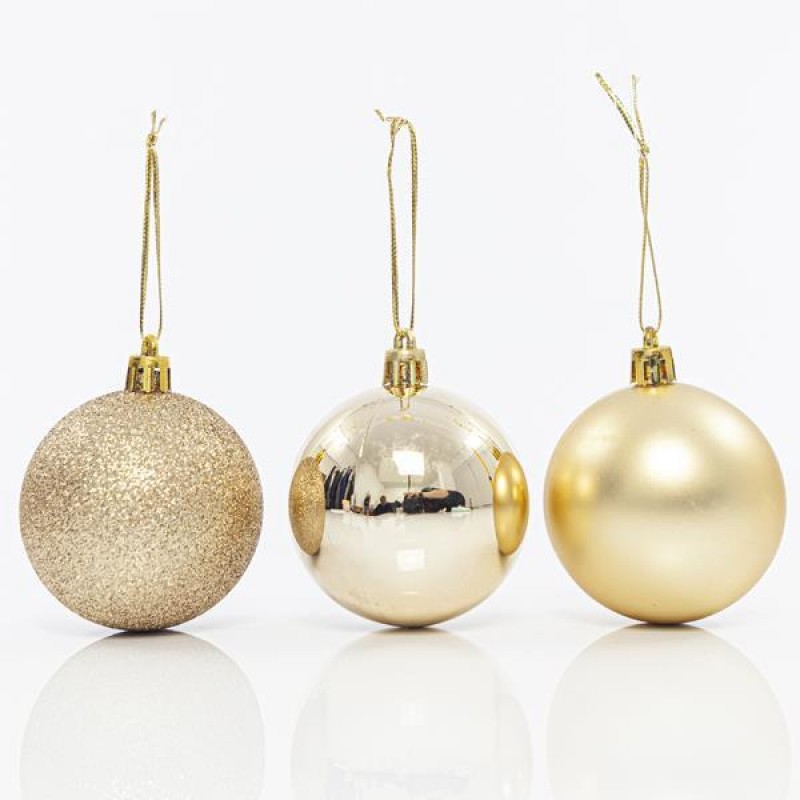 PLASTIC BALL, CHAMPAGNE, SET 6PCS, 6cm 600-42734