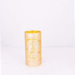 LIGHTED GLASS DECORATIVE, GOLD, WITH WATCH SCENE, 9x20cm 600-42850