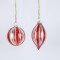 GLASS ORNAMENT, TRANSPARENT IRIDESCENT WITH RED, IN 2 SHAPES, SET 4PCS, 8cm 600-42890