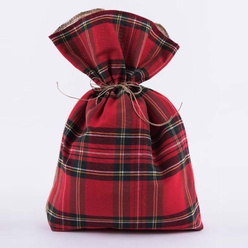 BAG FABRIC RED CHECKERED PATTERN, 34x47cm 600-43138