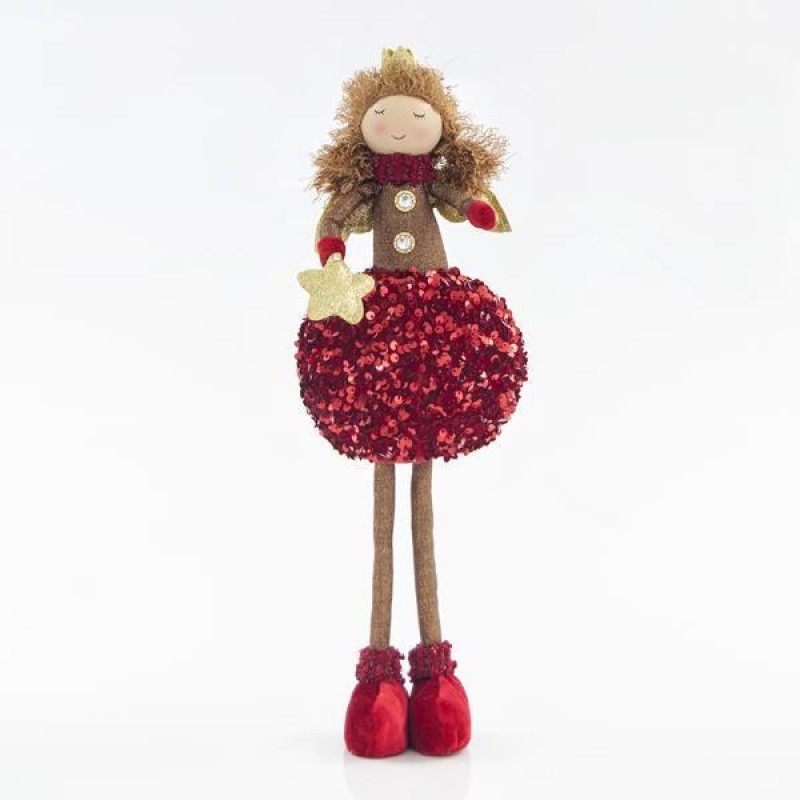 PRINCESS WITH RED PON PON SKIRT, 41cm 600-43181 PRINCESS WITH RED PON PON SKIRT, 41cm 600-43181