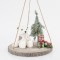 HANGING DECORATIVE IN WOODEN BASE, WITH BEAR, CYPRESS AND GIFT BOXES, 38x36cm 600-43237