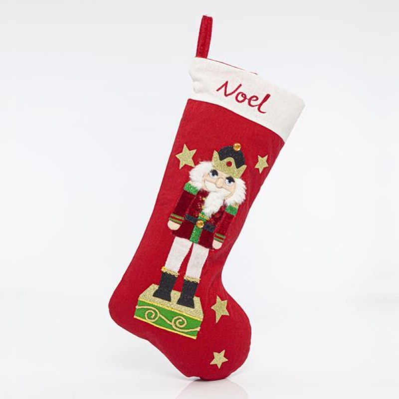 SOCK RED, WITH NUTCRUCKER, 50cm 600-43255