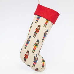 SOCK, BEIGE WITH NUTCRUCKERS, 50x28cm 600-43265