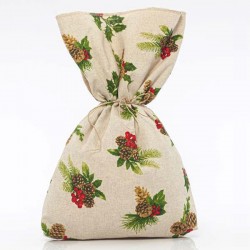 SACK BEIGE, WITH MISTLETOE, 34x47cm 600-43270