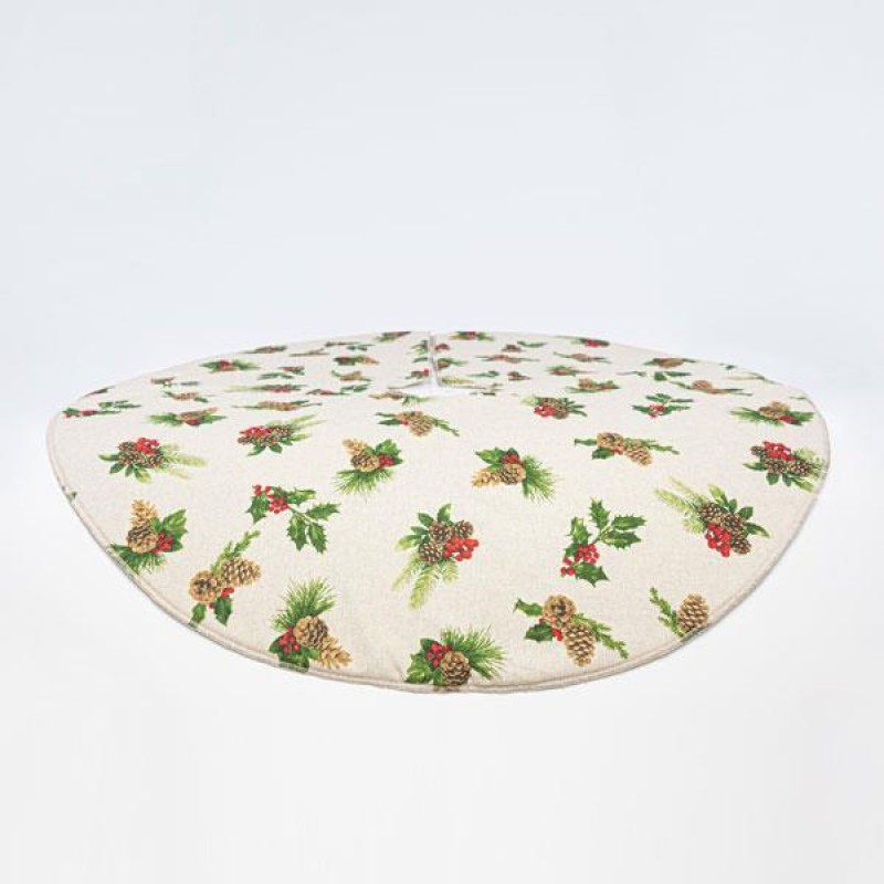 TREE SKIRT, BEIGE WITH MISTLETOE, 90cm 600-43272