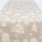 TABLE RUNNER, BEIGE WITH WHITE HOUSES, 35x150cm 600-43280