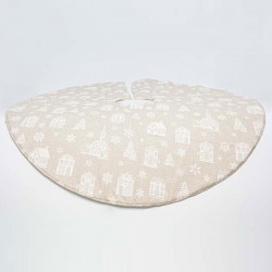 TREE SKIRT, BEIGE WITH WHITE HOUSES 90cm 600-43281