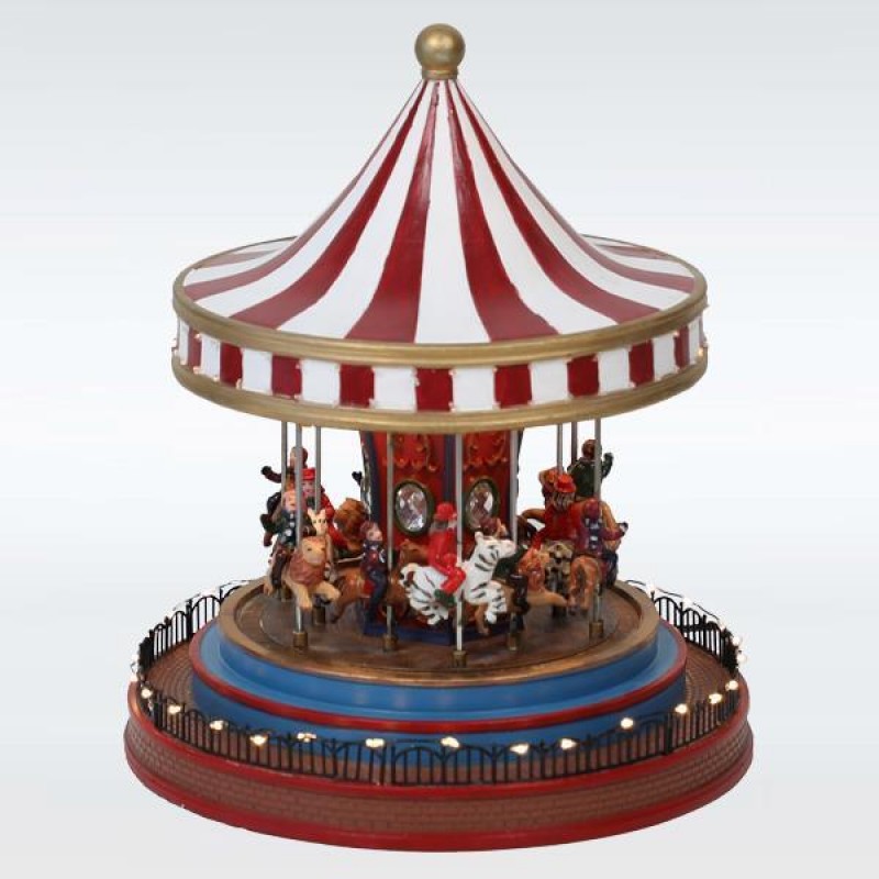 LIGHTED CAROUSSEL, WITH MUSIC AND MOVEMENT, WITH TRANSFORMER, 22,5x22,5x26,5cm 600-43429