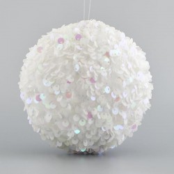 WHITE BALL WITH SPANGLES, 10cm 600-43950