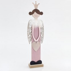 WOODEN DECORATIVE PINK FAIRY AND GOLD WINGS, 60cm 600-43964