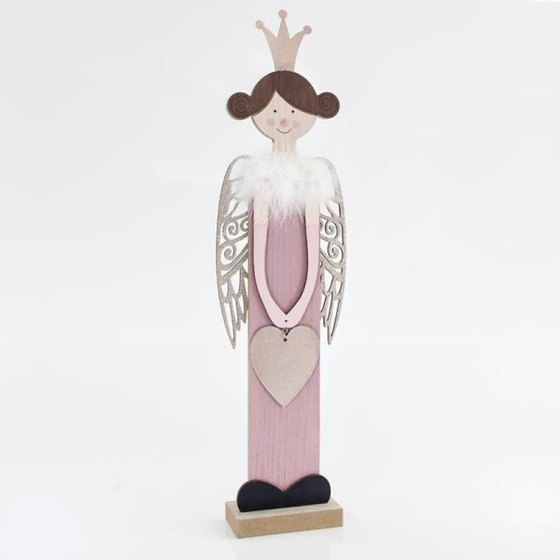 WOODEN DECORATIVE PINK FAIRY AND GOLD WINGS, 60cm 600-43964