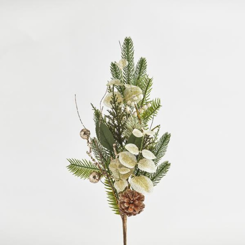 TWIG WITH CHAMPAGNE AND WHITE DECORATIVES, 53cm 600-44060 TWIG WITH CHAMPAGNE AND WHITE DECORATIVES, 53cm 600-44060