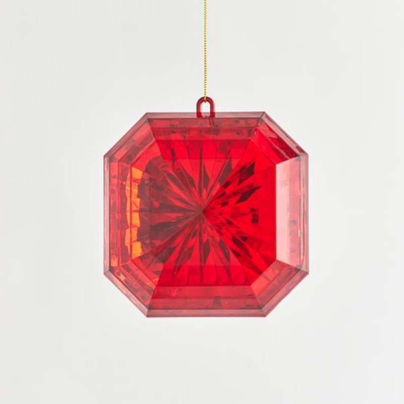 HANGING ORNAMENT, DIAMOND, SQUARE, RED, 12x5x13cm 600-44124