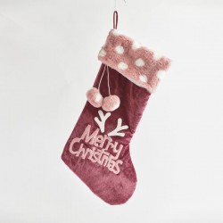 SOCK, VELVET PINK, WITH PON PON, 28x5x55cm 600-44146