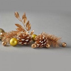 PINECONES, BALLS, PINE NEEDLES, WHITE PEARLIZED BERRIES, SET 14PCS 600-44444