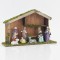 WOODEN MANGER WITH 8 PORCELAIN FIGURES, 35x13x23cm 600-44541