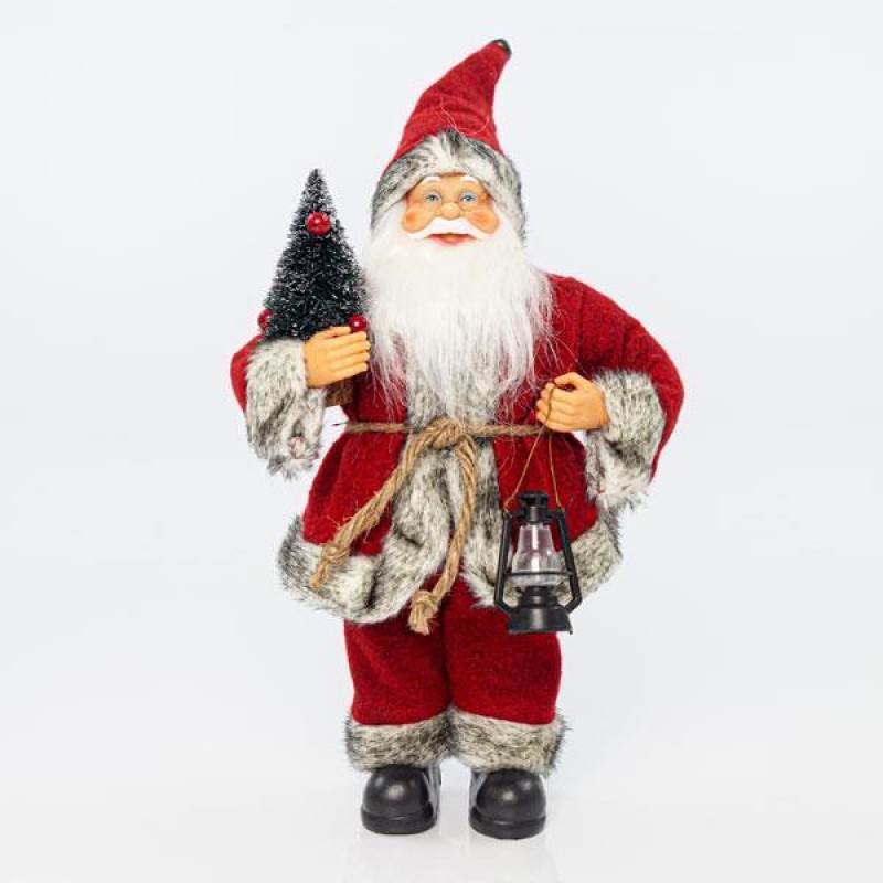 SANTA CLAUS, RED WITH TREE, 30cm 600-44613