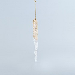 ACRYLIC STALACTITE, WITH CHAMPAGNE GLITTER, 2x16,5cm 600-44625